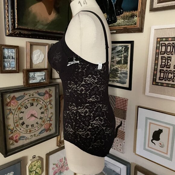 Bali Black Lace Nylon/Spandex Shaping Bodysuit with Adjustable Straps Size 40DD - Picture 2 of 6